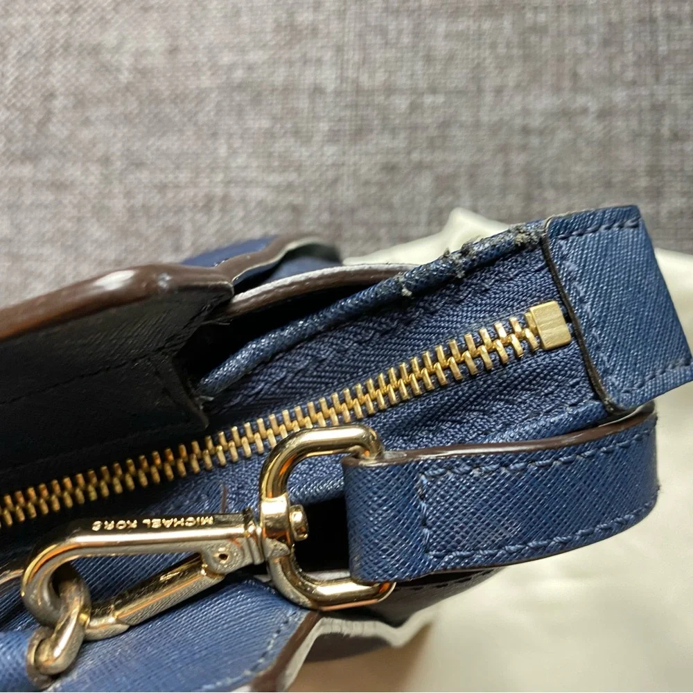 Michael Kors Selma Saffiano Leather Satchel Blue Bag Large Tote Bag & Dust Bag